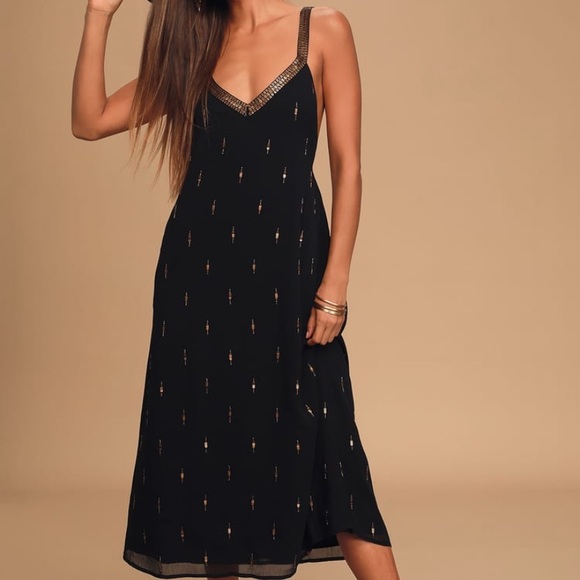 New Adventures Black Sequin Beaded Backless Dress - Picture 1 of 7